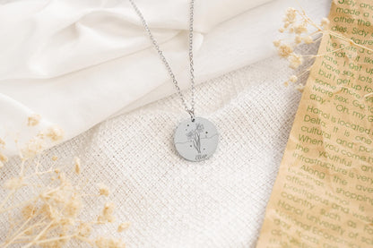 Netecom Birth Flower Necklace for Women, Meaningful Jewelry Gift for Mom Grandma Friend