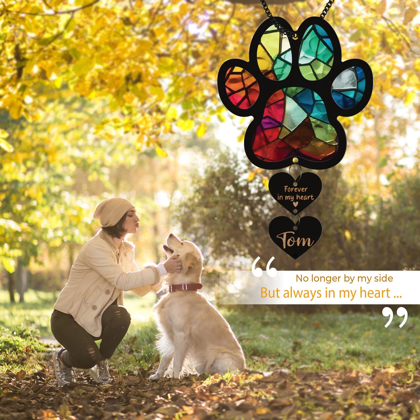 Netecom Dog Memorial Suncatcher – Personalized Pet Loss Sympathy Gift, Rainbow Bridge Pet Ornament, Dog Remembrance Window Hanging, Cat & Dog Memorial Decor