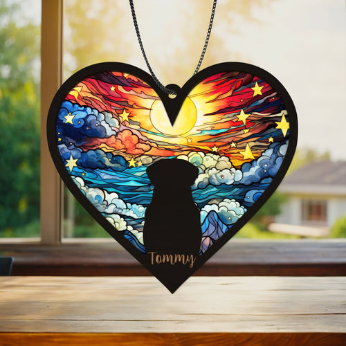 Netecom Dog Memorial Suncatcher – Loss of Pet Sympathy Gift, Rainbow Bridge Dog Ornament, Fur Mama Lovers Gift, Dog Mom Pet Loss Gifts