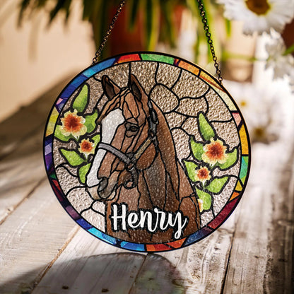 Netecom Personalized Dog Portrait Stained Glass Suncatcher – Custom Pet Memorial, Dog Loss Sympathy Gift, Rainbow Bridge Keepsake, Pet Lover Window Hanging