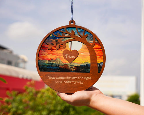 Netecom Personalized Memorial Suncatcher – Sympathy Gift for Loss of Dad Mom, Father in Heaven Memorial, Custom Bereavement Gift