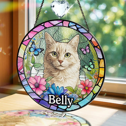 Netecom Personalized Pet Portrait Stained Glass Suncatcher – Dog Memorial Ornament, Custom Dog Portrait from Photo, Pet Memorial Gift, Window Hanging Decor