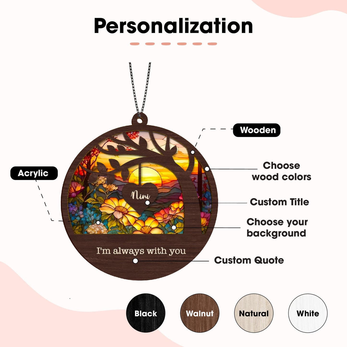 Netecom Personalized Memorial Suncatcher – Sympathy Gift for Loss of Dad Mom, Father in Heaven Memorial, Custom Bereavement Gift