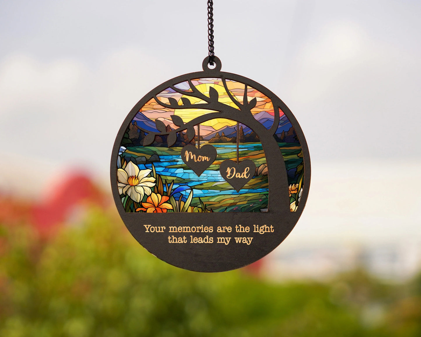 Netecom Personalized Memorial Suncatcher – Sympathy Gift for Loss of Dad Mom, Father in Heaven Memorial, Custom Bereavement Gift