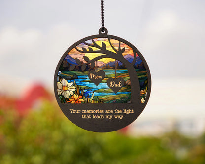 Netecom Personalized Memorial Suncatcher – Sympathy Gift for Loss of Dad Mom, Father in Heaven Memorial, Custom Bereavement Gift