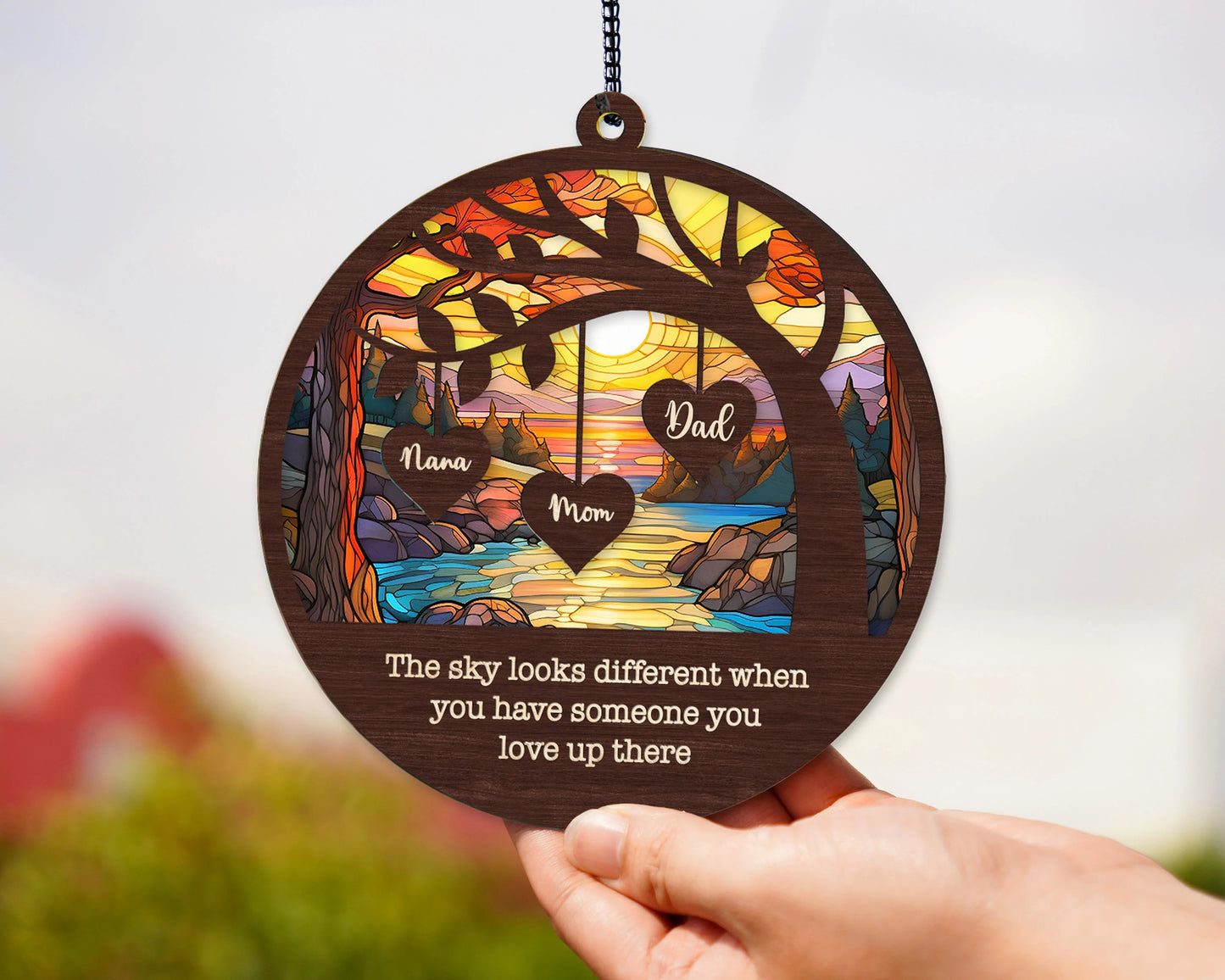 Netecom Personalized Memorial Suncatcher – Sympathy Gift for Loss of Dad Mom, Father in Heaven Memorial, Custom Bereavement Gift