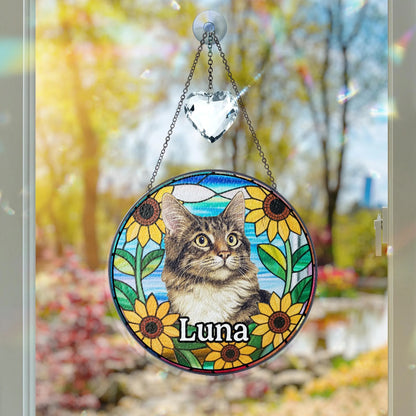 Netecom Personalized Pet Portrait Stained Glass Suncatcher – Dog Memorial Ornament, Custom Dog Portrait from Photo, Pet Memorial Gift, Window Hanging Decor