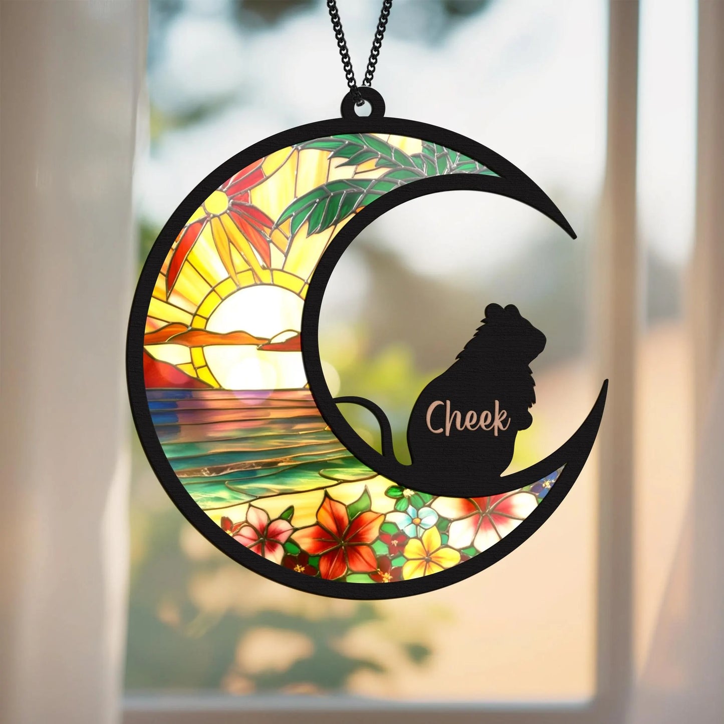 Netecom Cat Memorial Suncatcher – Pet Passing Rainbow Bridge Lightcatcher, Dog, Rabbit, Horse, Parrot, Bird Memorial Gift, Sympathy Condolence Remembrance Gift