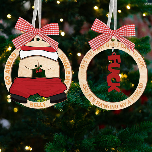 Netecom Funny Christmas Ornament Set – Cheeky Santa & Holiday Humor Wooden Decoration Combo