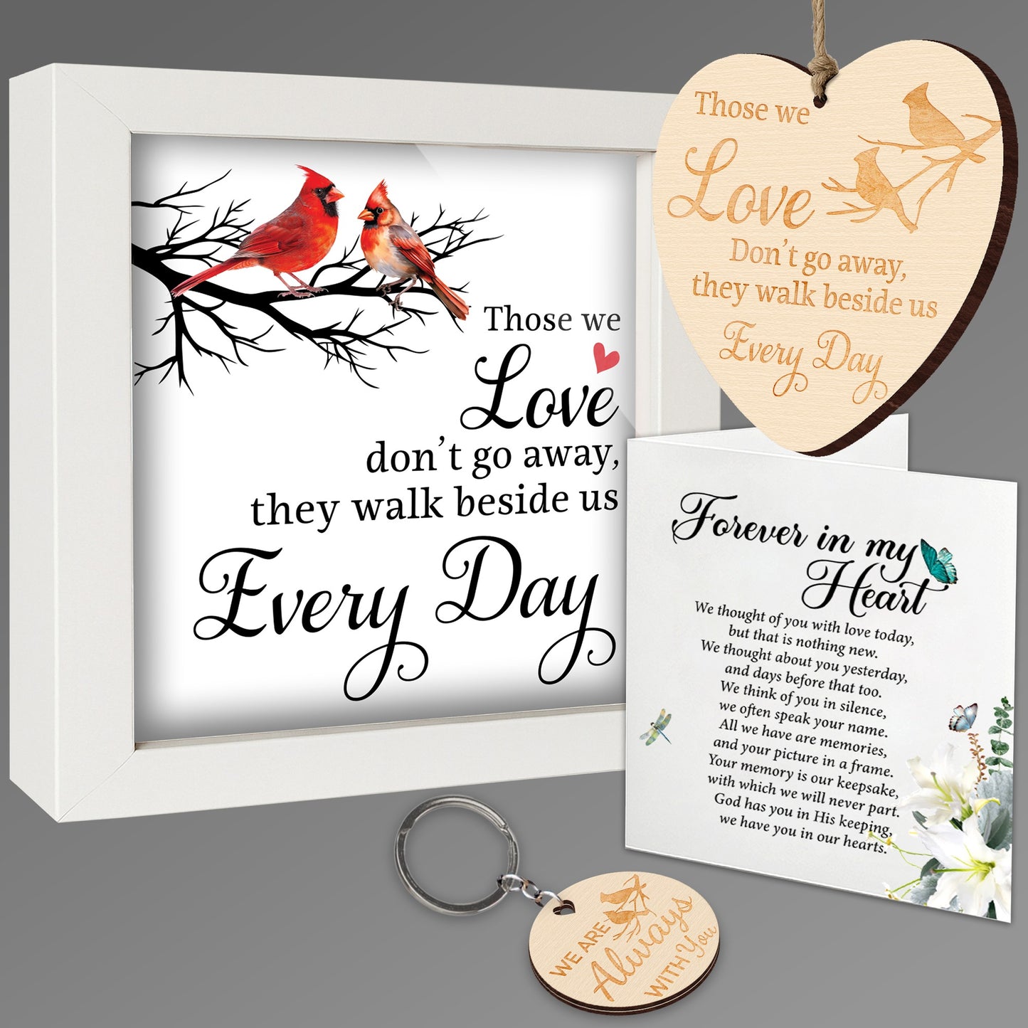 Netecom Cardinal Memorial Gift Frame & Keepsake Set, Remembrance Sympathy Gift for Loss of Loved One, "Always With You