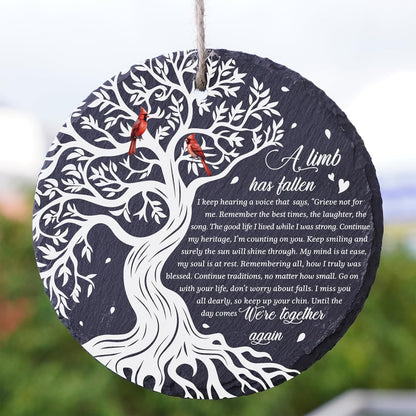 Netecom Slate Stone Hanging Ornament – “A Limb Has Fallen” Cardinal Design, Sympathy Decoration