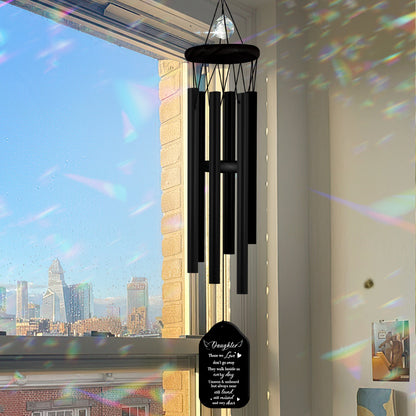 Netecom Personalized Sympathy Wind Chimes for Daughter – Walnut Wooden Memorial Gift with Tree of Life & Crystal Beads