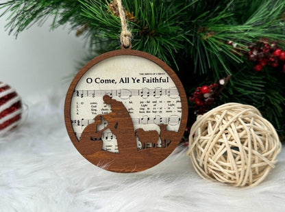 Netecom “Joy to the World” Wooden Christmas Ornament – Layered Nativity Hymn Design, Christian Holiday Decoration