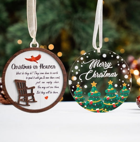 Netecom Christmas in Heaven Rocking Chair Ornament , Cardinal Memorial Keepsake , Sympathy Gift for Loss of Loved One , Wooden Decor