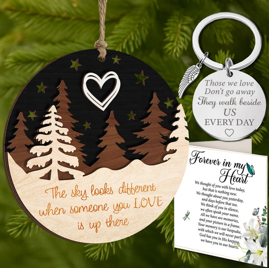 Netecom Merry Christmas Memorial Ornament Set – The Sky Looks Different When Someone You Love Is Up There Gift Box