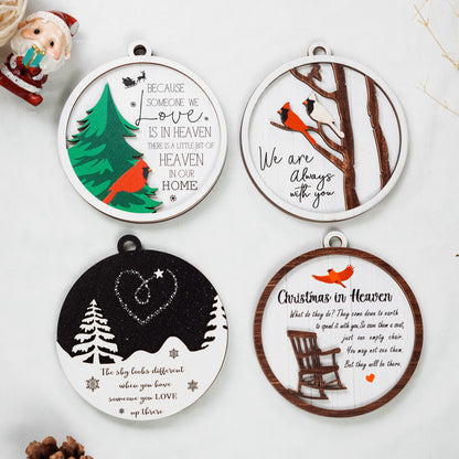 Netecom Pack of 4 Cardinal Memorial Christmas Ornaments , Loss of Loved One Keepsake Set , Sympathy Gift , "Always With You" & "Christmas in Heaven