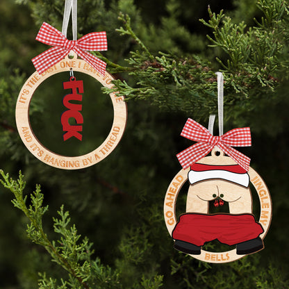 Netecom Funny Christmas Ornament Set – Cheeky Santa & Holiday Humor Wooden Decoration Combo