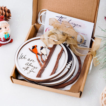 Netecom Pack of 4 Cardinal Memorial Christmas Ornaments , Loss of Loved One Keepsake Set , Sympathy Gift , "Always With You" & "Christmas in Heaven