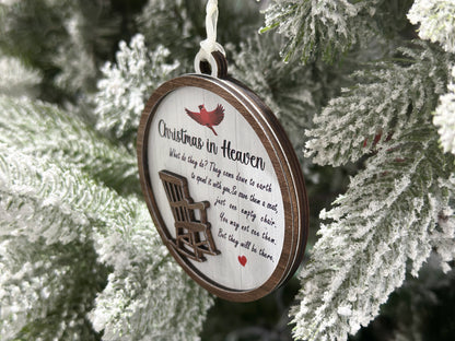 Netecom Christmas in Heaven Rocking Chair Ornament , Cardinal Memorial Keepsake , Sympathy Gift for Loss of Loved One , Wooden Decor