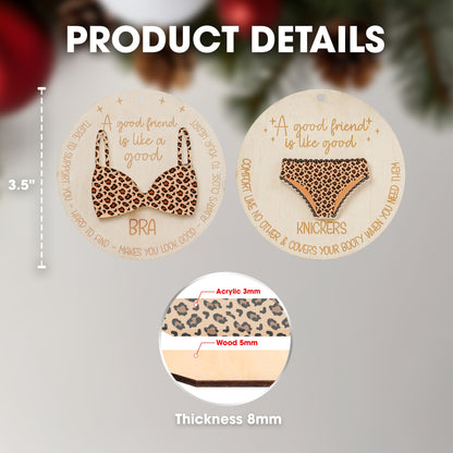 Netecom Funny Best Friend Christmas Ornament Set , "A Good Friend is Like Good Underwear" Quote , Novelty Bestie Gift Set (2 Pack)