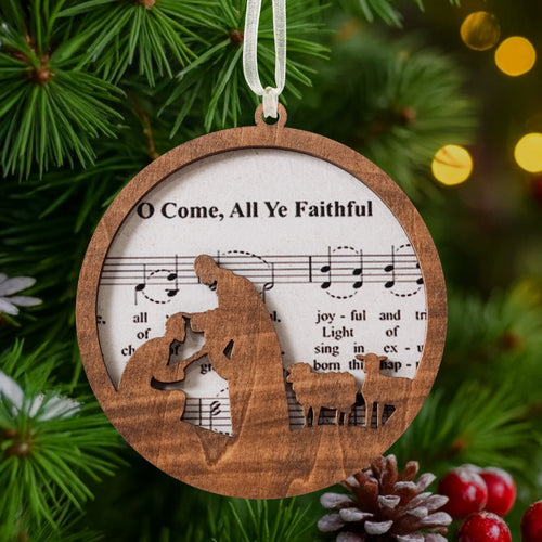 Netecom Joy to the World Wooden Christmas Ornament – Layered Nativity Hymn Design, Christian Holiday Decoration for Tree and Home