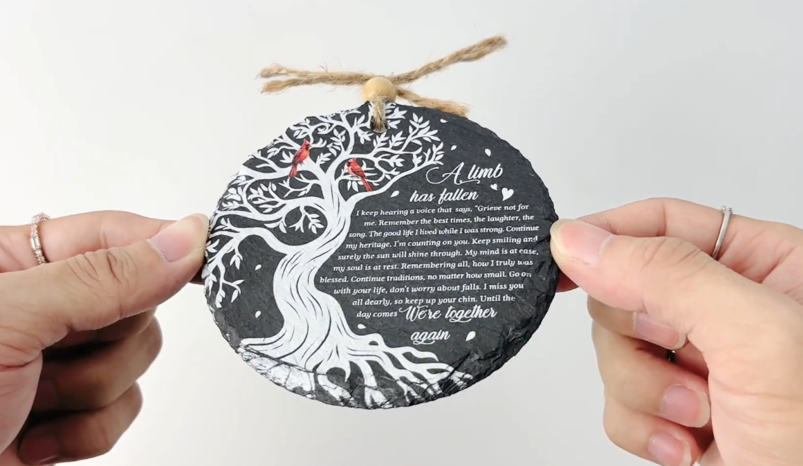 Netecom Slate Stone Hanging Ornament – “A Limb Has Fallen” Cardinal Design, Sympathy Decoration