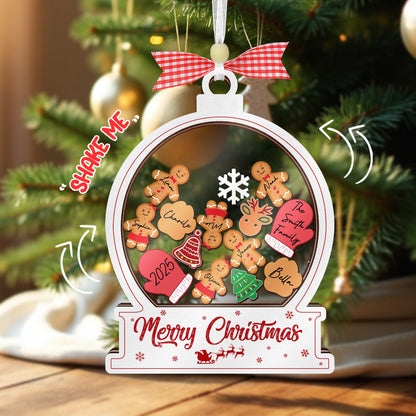 Netecom Personalized Shaking Christmas Ornament – Wooden & Acrylic Snow Globe Family Name Decoration Gift