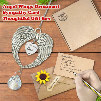 Netecom Angel Wings Memorial Ornament with Crystal Ball – In Loving Memory Dad Sympathy Gift for Christmas