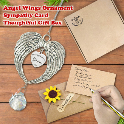 Netecom Christmas Memorial Angel Wings Ornament – In Loving Memory Mom Crystal Suncatcher Gift Box