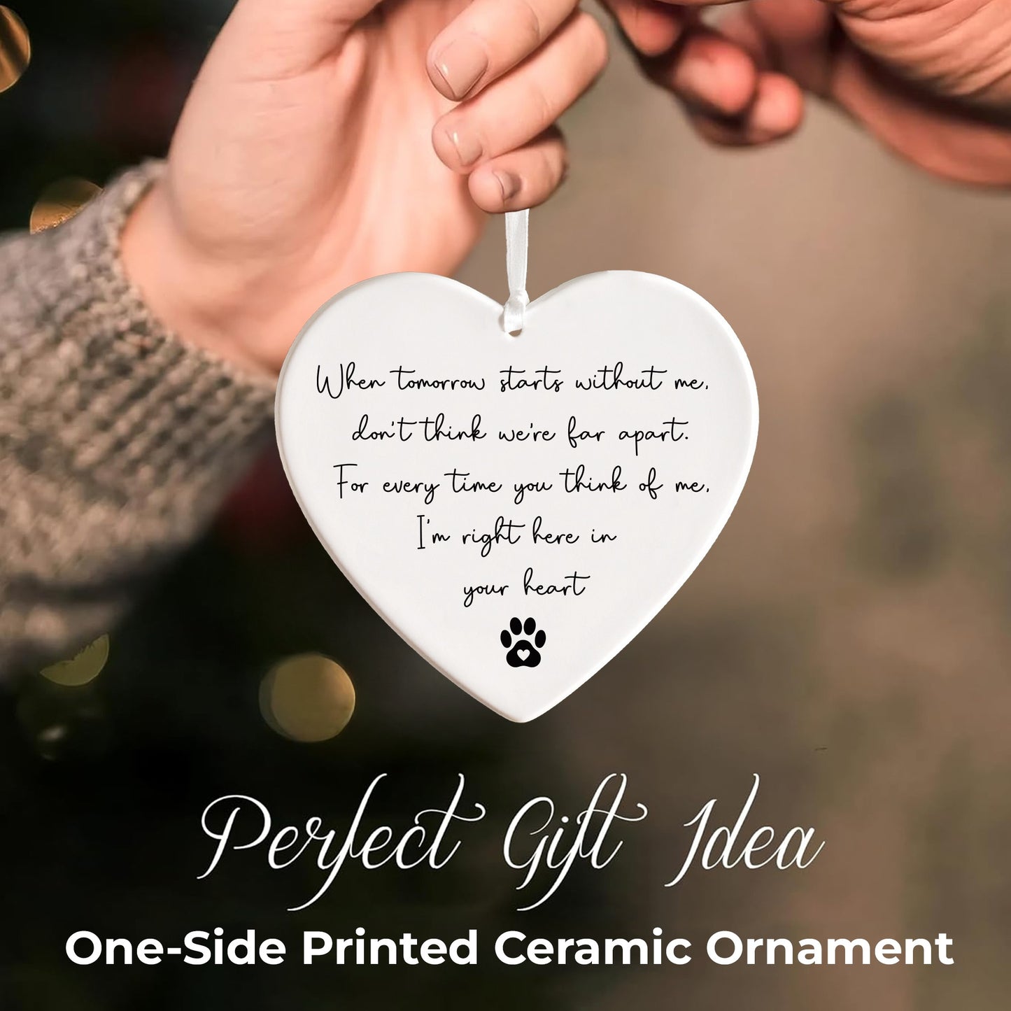 Netecom Merry Christmas Pet Memorial Ornament – Ceramic Heart Keepsake with Paw Bracelet & Message Card