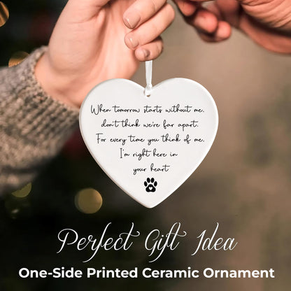 Netecom Merry Christmas Pet Memorial Ornament – Ceramic Heart Keepsake with Paw Bracelet & Message Card