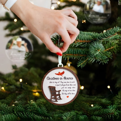 Netecom Christmas in Heaven Rocking Chair Ornament , Cardinal Memorial Keepsake , Sympathy Gift for Loss of Loved One , Wooden Decor