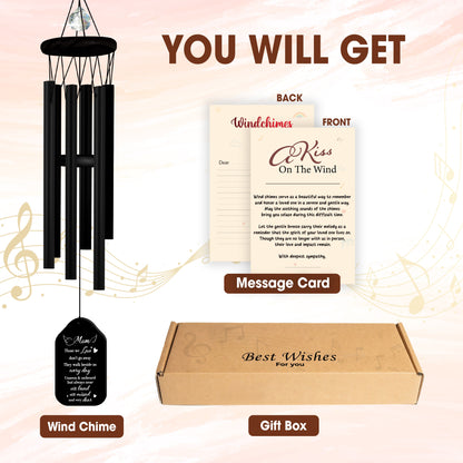 Netecom Personalized Memorial Wind Chimes for Mom – Walnut Wood with Crystal Beads, Heartfelt Poem, and Gift Box