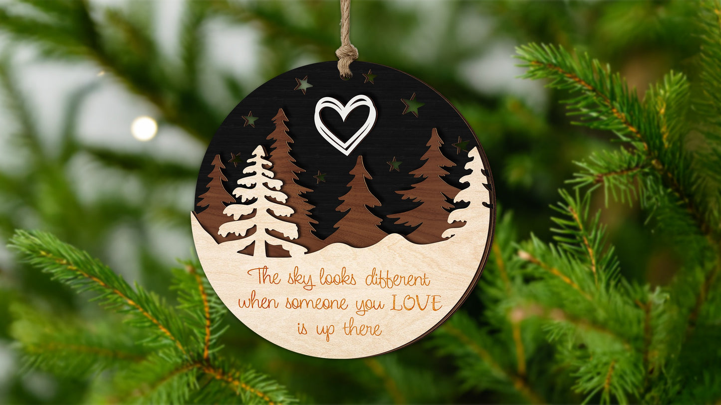 Netecom Merry Christmas Memorial Ornament Set – The Sky Looks Different When Someone You Love Is Up There Gift Box