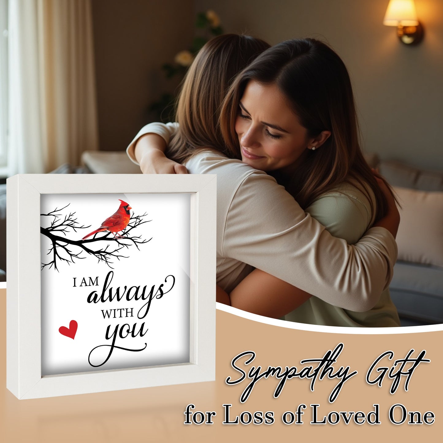 Netecom Memorial Frame Gift – “I Am Always With You” Cardinal Keepsake Set with Ornament, Keychain & Message Card