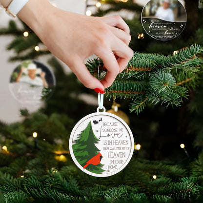 Netecom Cardinal Memorial Ornament – “Because Someone We Love Is in Heaven” Wooden & Acrylic Christmas Keepsake (2 Pieces)