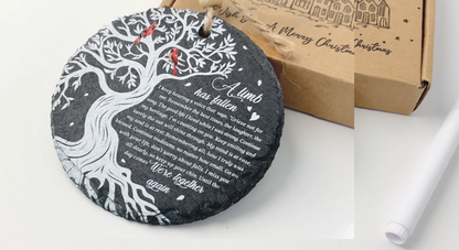 Netecom Slate Stone Hanging Ornament – “A Limb Has Fallen” Cardinal Design, Sympathy Decoration