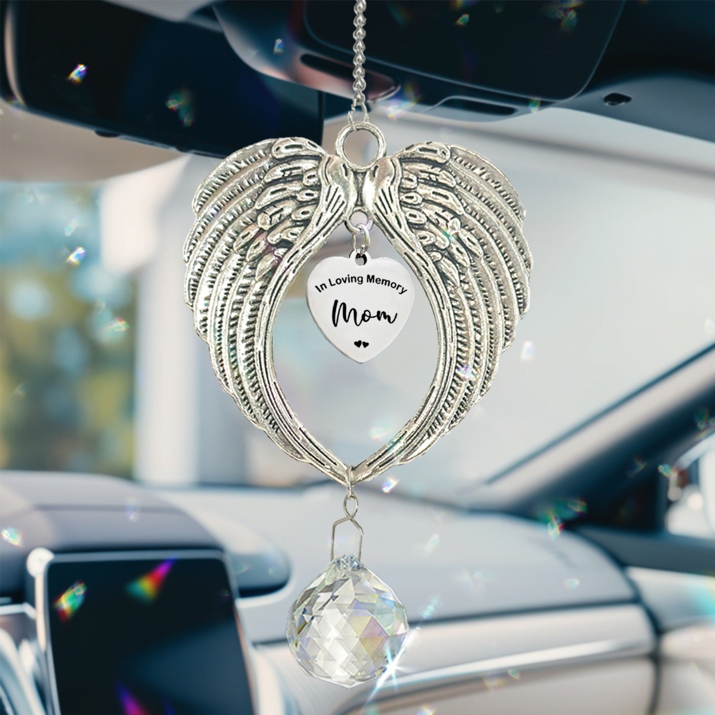 Netecom Christmas Memorial Angel Wings Ornament – In Loving Memory Mom Crystal Suncatcher Gift Box