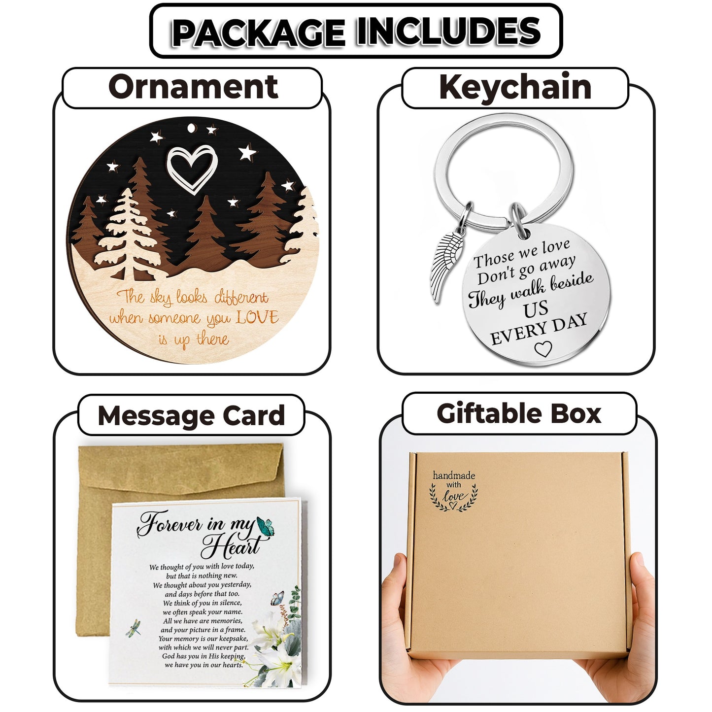 Netecom Merry Christmas Memorial Ornament Set – The Sky Looks Different When Someone You Love Is Up There Gift Box