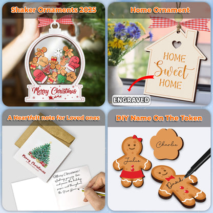 Netecom Personalized Shaking Christmas Ornament – Wooden & Acrylic Snow Globe Family Name Decoration Gift