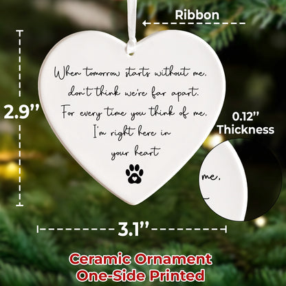 Netecom Merry Christmas Pet Memorial Ornament – Ceramic Heart Keepsake with Paw Bracelet & Message Card