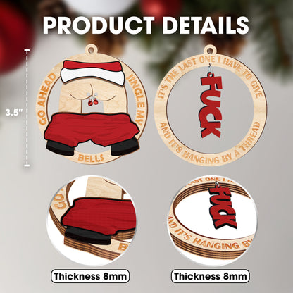 Netecom Funny Christmas Ornament Set – Cheeky Santa & Holiday Humor Wooden Decoration Combo