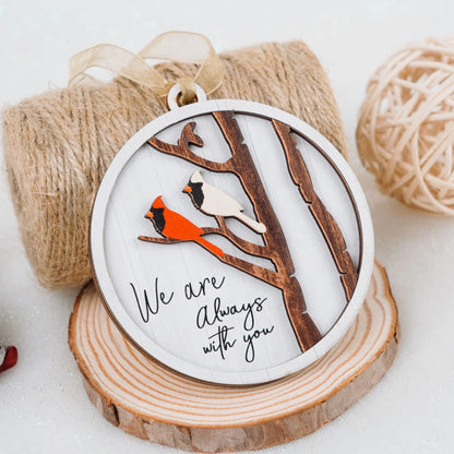 Netecom Cardinal Memorial & Merry Christmas Ornament Set,2 Pack, "We Are Always With You" Keepsake , Sympathy Gift Duo