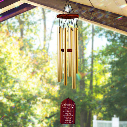 Netecom Personalized Memorial Wind Chimes for Grandma – Custom Wooden Chimes with Crystal Beads & Heartfelt Poem
