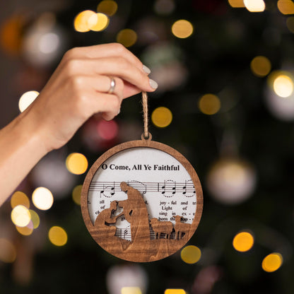 Netecom “Joy to the World” Wooden Christmas Ornament – Layered Nativity Hymn Design, Christian Holiday Decoration