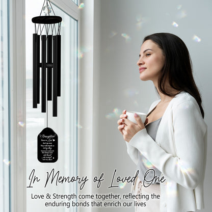 Netecom Personalized Sympathy Wind Chimes for Daughter – Walnut Wooden Memorial Gift with Tree of Life & Crystal Beads