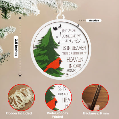 Netecom Cardinal Memorial Ornament – “Because Someone We Love Is in Heaven” Wooden & Acrylic Christmas Keepsake (2 Pieces)