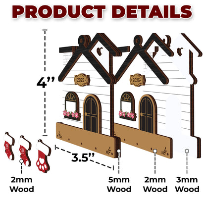 Netecom Christmas Ornaments 2025, Family Stockings Ornament for Christmas – Personalized Wooden House Ornament with Names & Gift Box