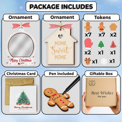 Netecom Personalized Shaking Christmas Ornament – Wooden & Acrylic Snow Globe Family Name Decoration Gift