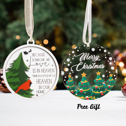 Netecom Cardinal Memorial Ornament – “Because Someone We Love Is in Heaven” Wooden & Acrylic Christmas Keepsake (2 Pieces)